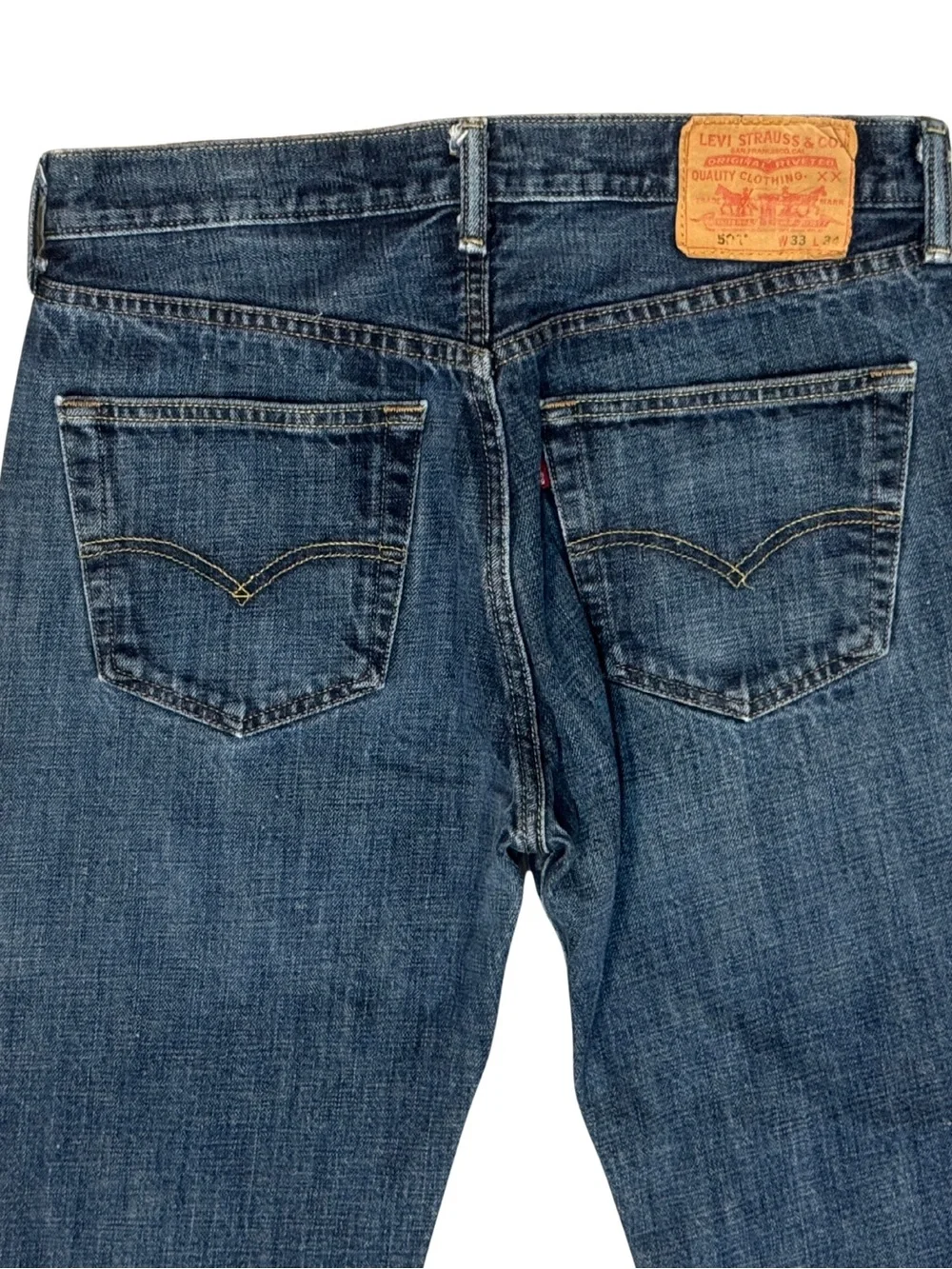 Levi's 501 Men's Dark Blue Button Fly Straight-Leg Denim Jeans Y2K 33x34